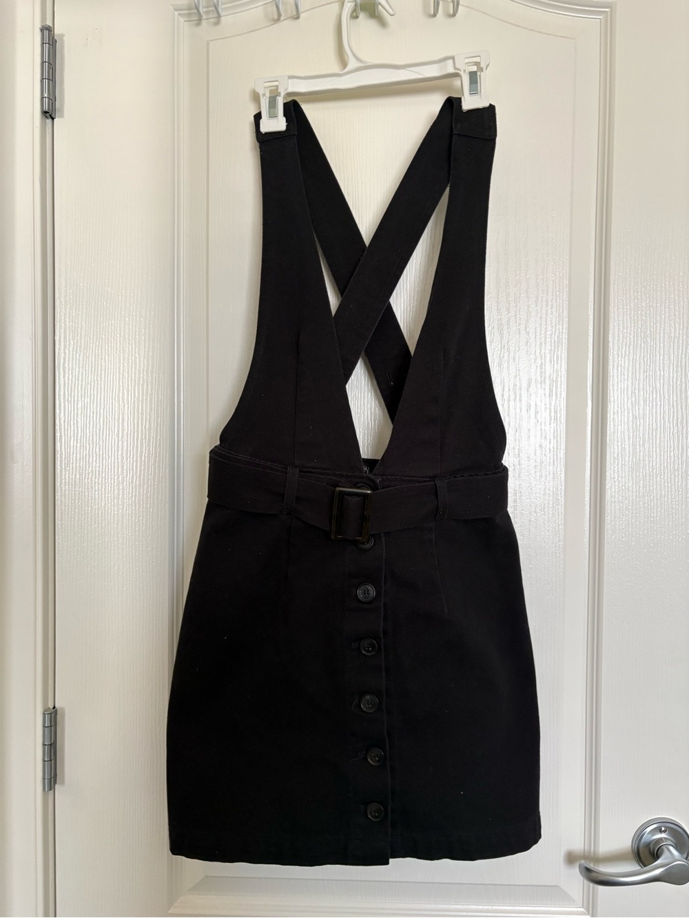 Forever 21 Black Pinafore Dress with Button Front